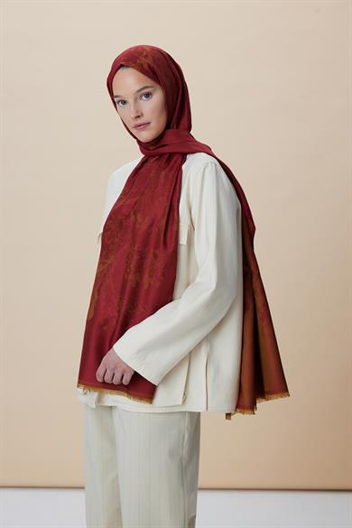 JADE JAKARLI MODAL İPEK ŞAL 70*200 CM - KIRMIZI