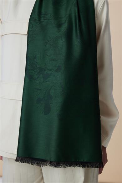 JADE JAKARLI MODAL İPEK ŞAL 70*200 CM - KOYU YEŞİL