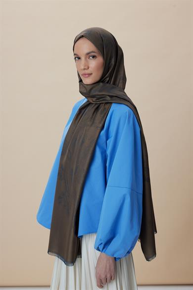 JADE JAKARLI MODAL İPEK ŞAL 70*200 CM - KAHVERENGİ