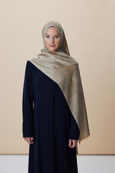 JADE JAKARLI MODAL İPEK ŞAL 70*200 CM - KOYU BEJ