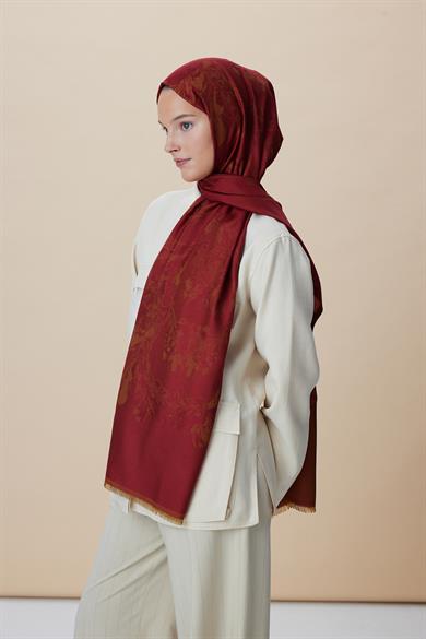 JADE JAKARLI MODAL İPEK ŞAL 70*200 CM - KIRMIZI