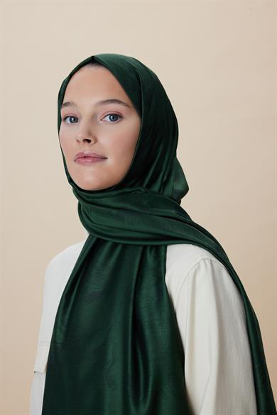 JADE JAKARLI MODAL İPEK ŞAL 70*200 CM - KOYU YEŞİL