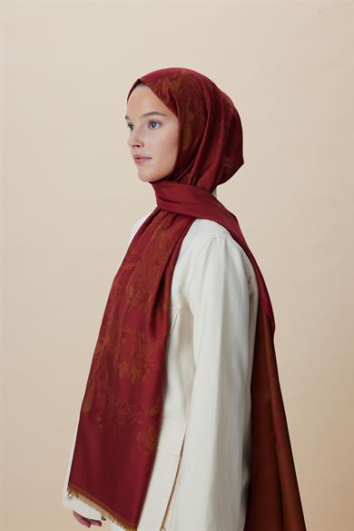 JADE JAKARLI MODAL İPEK ŞAL 70*200 CM - KIRMIZI