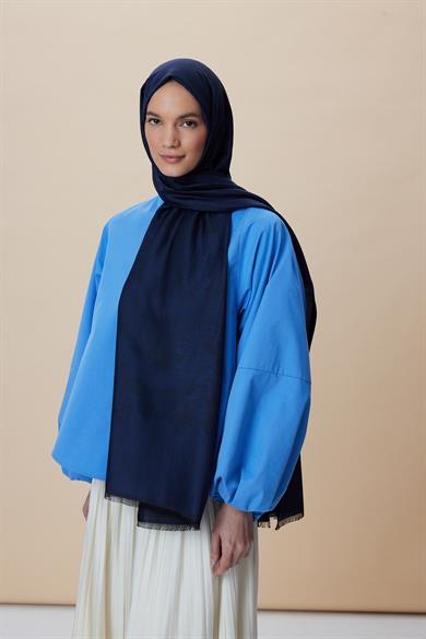 JADE JAKARLI MODAL İPEK ŞAL 70*200 CM - KOYU LACİVERT