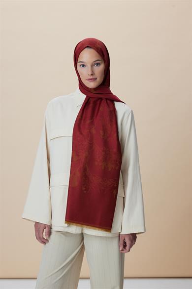 JADE JAKARLI MODAL İPEK ŞAL 70*200 CM - KIRMIZI