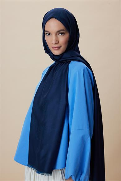 JADE JAKARLI MODAL İPEK ŞAL 70*200 CM - LACİVERT