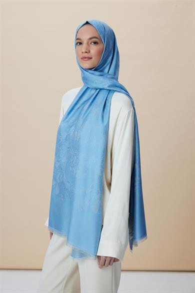 JADE JAKARLI MODAL İPEK ŞAL 70*200 CM - MAVİ