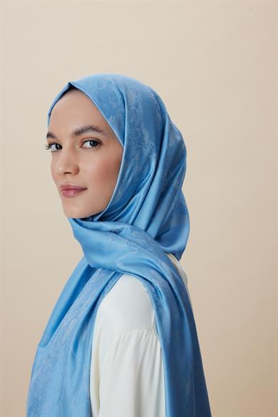 JADE JAKARLI MODAL İPEK ŞAL 70*200 CM - MAVİ