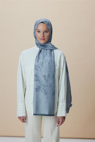 JADE JAKARLI MODAL İPEK ŞAL 70*200 CM - ORTA GRİ