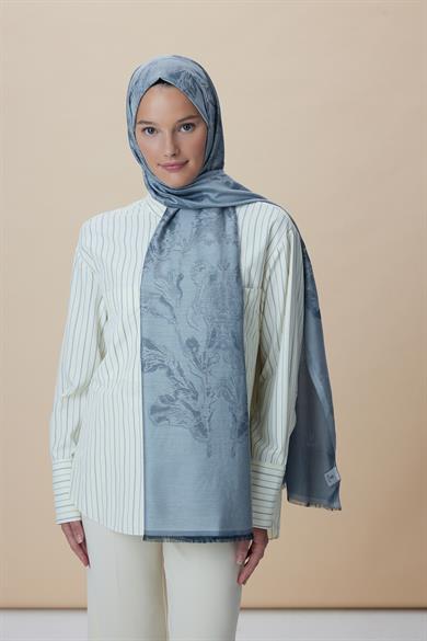 JADE JAKARLI MODAL İPEK ŞAL 70*200 CM - ORTA GRİ