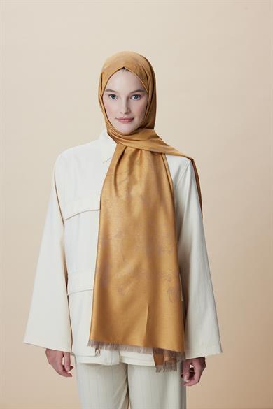 JADE JAKARLI MODAL İPEK ŞAL 70*200 CM - SAFRAN