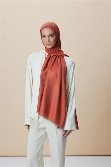 JADE JAKARLI MODAL İPEK ŞAL 70*200 CM - ŞEFTALİ