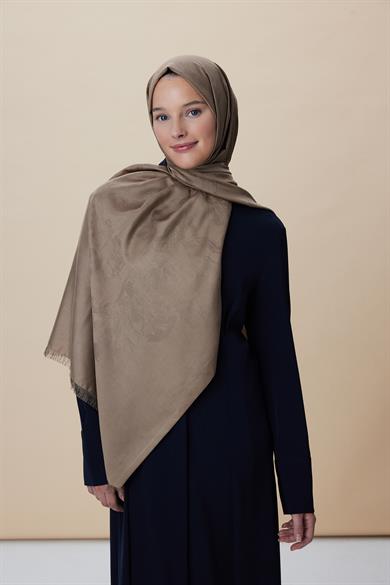 JADE JAKARLI MODAL İPEK ŞAL 70*200 CM - SÜTLÜ KAHVE