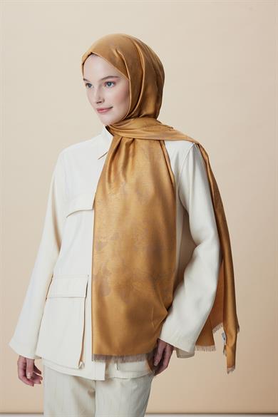 JADE JAKARLI MODAL İPEK ŞAL 70*200 CM - SAFRAN