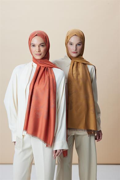 JADE JAKARLI MODAL İPEK ŞAL 70*200 CM - SAFRAN
