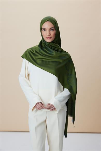 JADE JAKARLI MODAL İPEK ŞAL 70*200 CM - YEŞİL