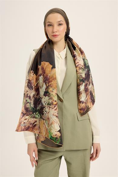 KATRE PAMUK İPEK ŞAL 70*190 CM - KAHVERENGİ