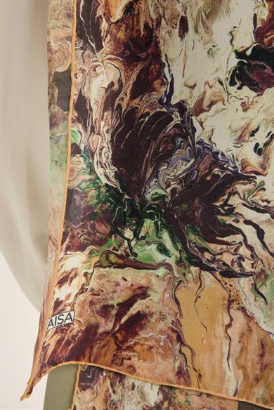 KATRE PAMUK İPEK ŞAL 70*190 CM - KAHVERENGİ