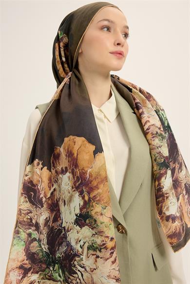 KATRE PAMUK İPEK ŞAL 70*190 CM - KAHVERENGİ