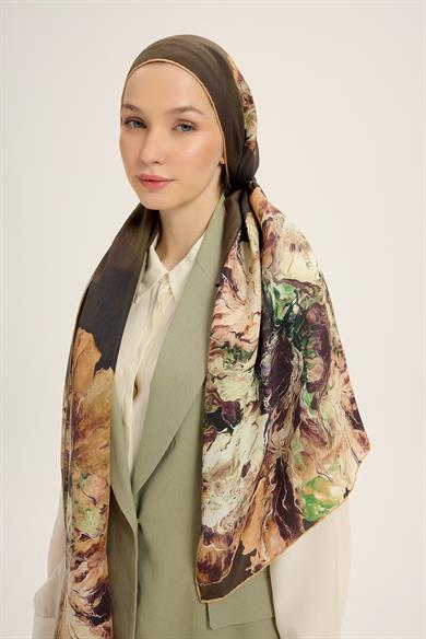 KATRE PAMUK İPEK ŞAL 70*190 CM - KAHVERENGİ