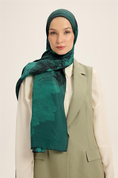 KATRE PAMUK İPEK ŞAL 70*190 CM - PETROL MAVİ
