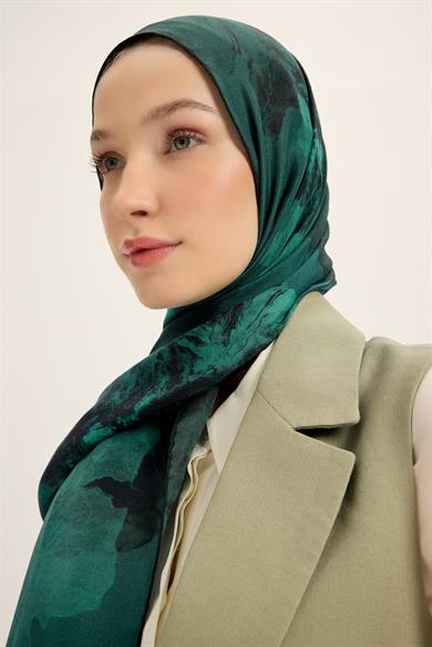 KATRE PAMUK İPEK ŞAL 70*190 CM - PETROL MAVİ
