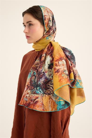 KATRE PAMUK İPEK ŞAL 70*190 CM - SARI