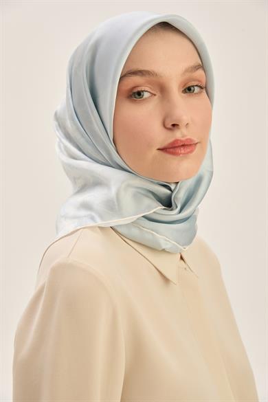 KATRE SURA İPEK EŞARP 90*90 CM - AÇIK MAVİ