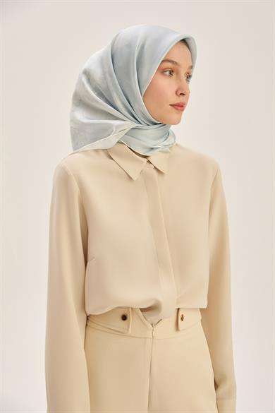 KATRE SURA İPEK EŞARP 90*90 CM - AÇIK MAVİ