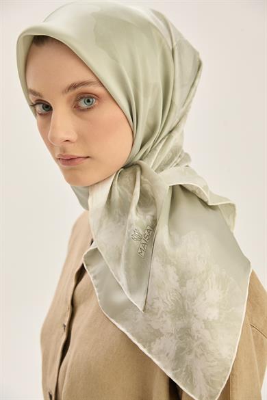 KATRE SURA İPEK EŞARP 90*90 CM - AÇIK YEŞİL