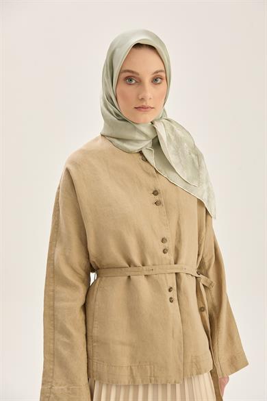 KATRE SURA İPEK EŞARP 90*90 CM - AÇIK YEŞİL