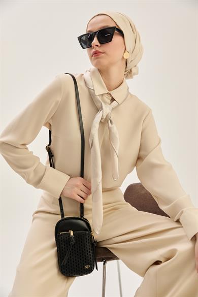 KATRE SURA İPEK EŞARP 90*90 CM - BEJ