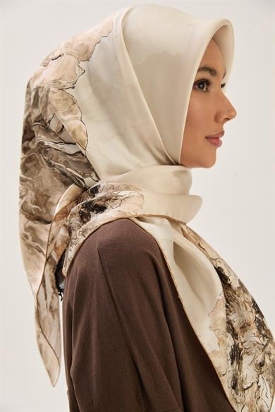 KATRE SURA İPEK EŞARP 90*90 CM - CAMEL