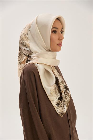 KATRE SURA İPEK EŞARP 90*90 CM - CAMEL