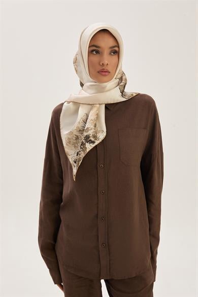 KATRE SURA İPEK EŞARP 90*90 CM - CAMEL