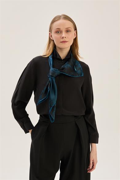 KATRE SURA İPEK EŞARP 90*90 CM - LACİVERT