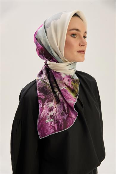 KATRE SURA İPEK EŞARP 90*90 CM - MOR