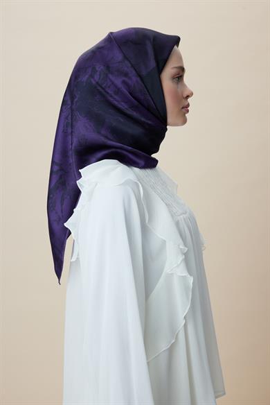KATRE SURA İPEK EŞARP 90*90 CM - MORCİVERT