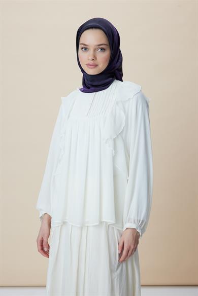 KATRE SURA İPEK EŞARP 90*90 CM - MORCİVERT