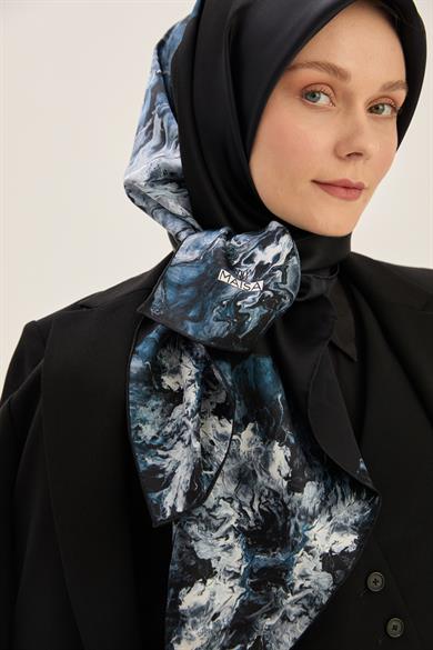 KATRE SURA İPEK EŞARP 90*90 CM - SİYAH