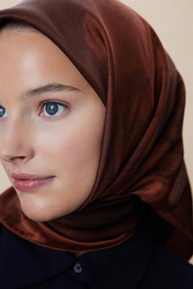 KATRE SURA İPEK EŞARP 90*90 CM - TABA