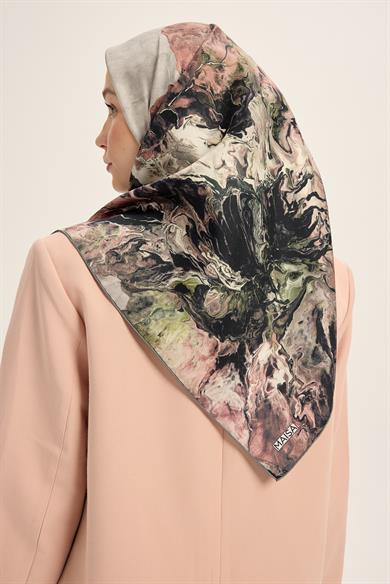 KATRE TİVİL İPEK EŞARP 90*90 CM - GRİ