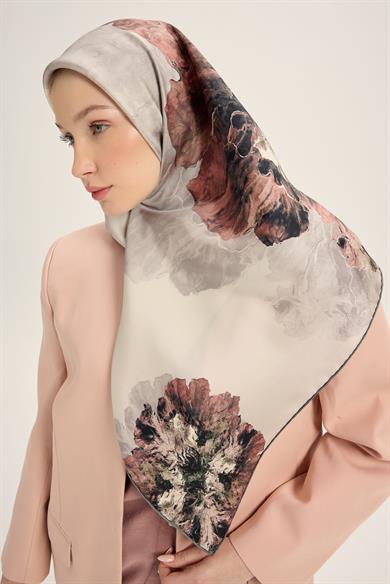 KATRE TİVİL İPEK EŞARP 90*90 CM - GRİ