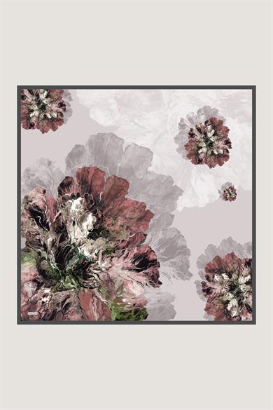 KATRE TİVİL İPEK EŞARP 90*90 CM - GRİ
