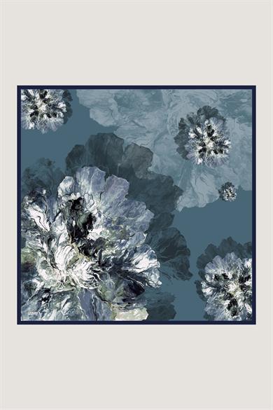 KATRE TİVİL İPEK EŞARP 90*90 CM - MAVİ