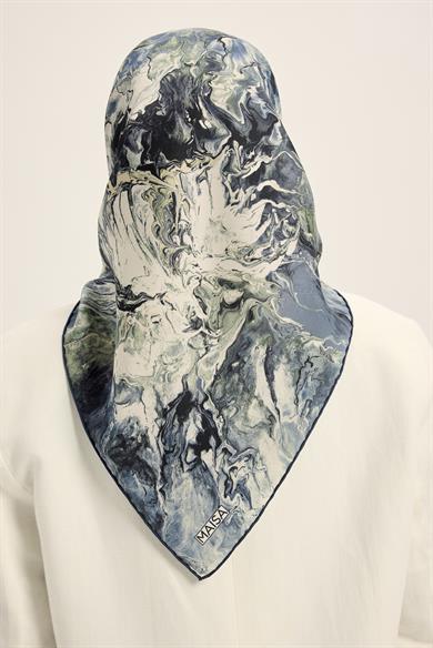 KATRE TİVİL İPEK EŞARP 90*90 CM - MAVİ