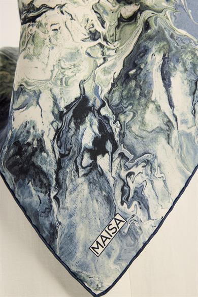 KATRE TİVİL İPEK EŞARP 90*90 CM - MAVİ