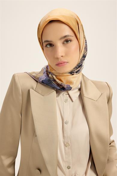 KATRE TİVİL İPEK EŞARP 90*90 CM - SAFRAN