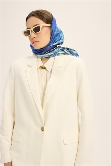 KATRE TİVİL İPEK EŞARP 90*90 CM - SAKS