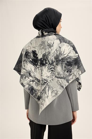 KATRE TİVİL İPEK EŞARP 90*90 CM - SİYAH
